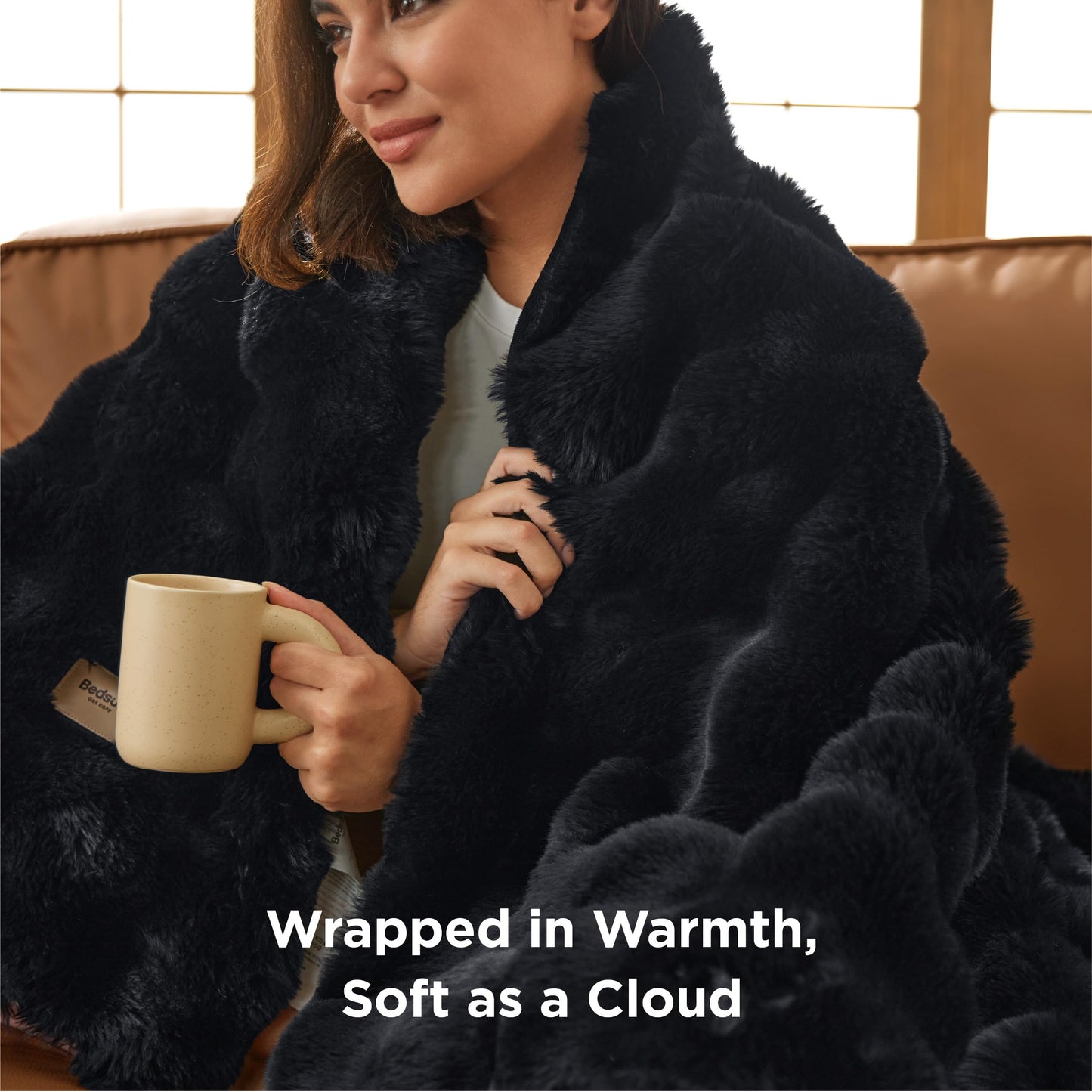 Bedsure GentleSoft Fluffy Fuzzy Tie-dye Taupe Throw Blanket for Bed, Soft Cozy Fleece Faux Fur Blanket for Couch, Taupe Room Decor Minky Velvet Sofa Cover, Women Gifts Thick Warm Plush Winter Bedding