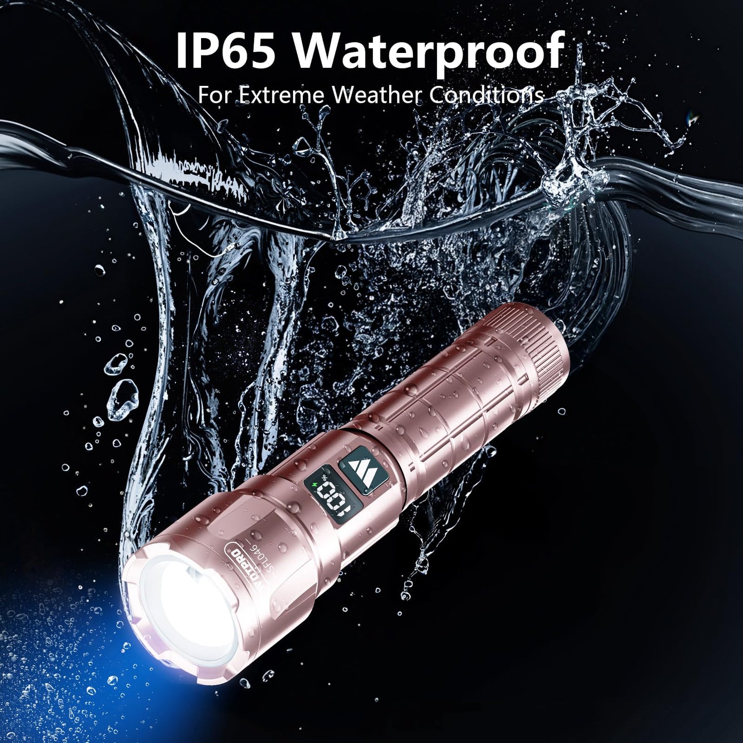 Wdtpro LED Rechargeable Flashlight 2Pack, 3Modes Super Bright High Lumens Flashlights, Zoomable Tactical Flashlight with LCD Display, IP65 Waterproof Flashlights for Home Emergency Camping & Gifts Men