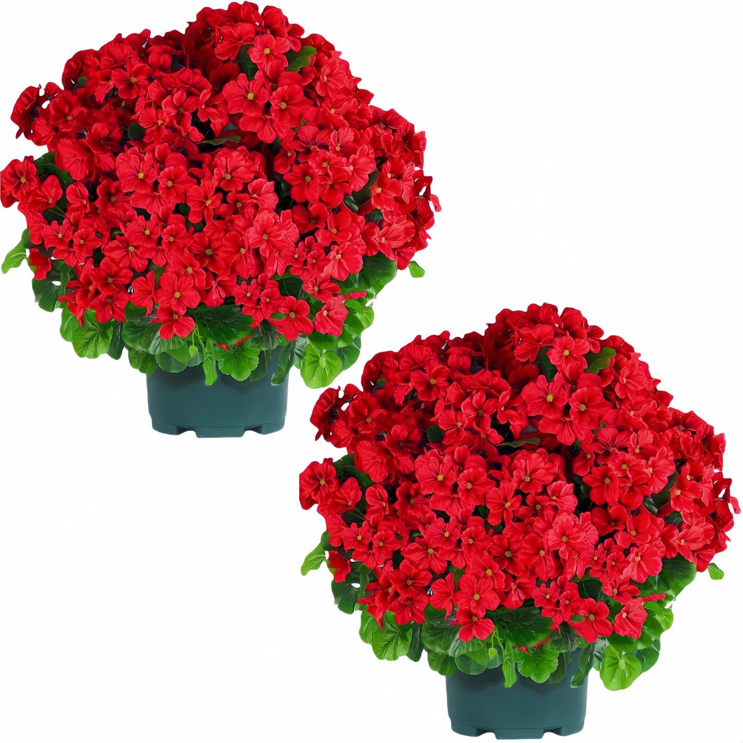QIANYUN Artificial Geranium Bush – 20 Inch Outdoor Potted Artificial Plant for Front Porch, UV Resistant Faux Flower Bush for Garden, Yard & Patio Decor (2 Pack)