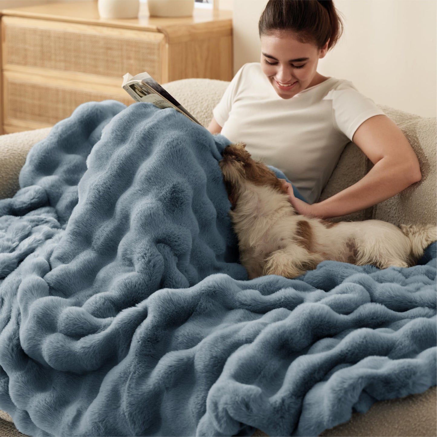 Bedsure GentleSoft Fluffy Fuzzy Tie-dye Taupe Throw Blanket for Bed, Soft Cozy Fleece Faux Fur Blanket for Couch, Taupe Room Decor Minky Velvet Sofa Cover, Women Gifts Thick Warm Plush Winter Bedding
