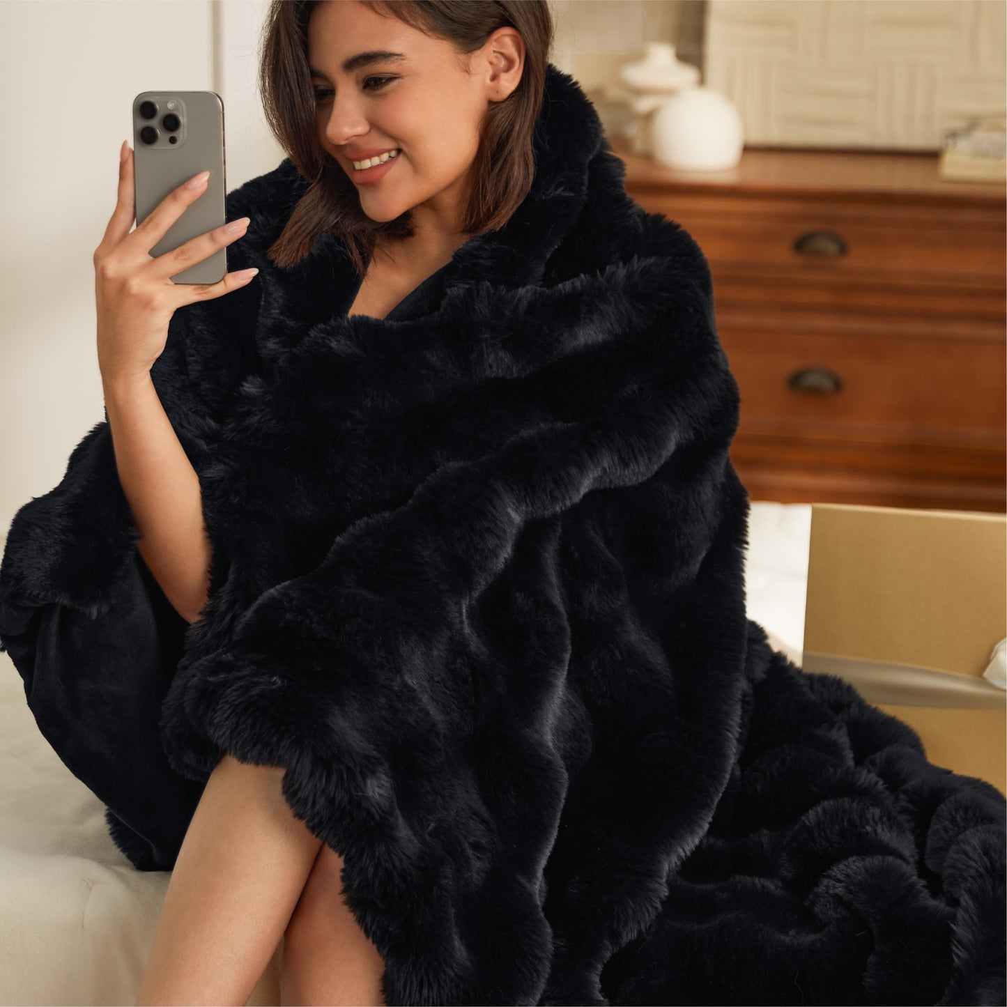 Bedsure GentleSoft Fluffy Fuzzy Tie-dye Taupe Throw Blanket for Bed, Soft Cozy Fleece Faux Fur Blanket for Couch, Taupe Room Decor Minky Velvet Sofa Cover, Women Gifts Thick Warm Plush Winter Bedding