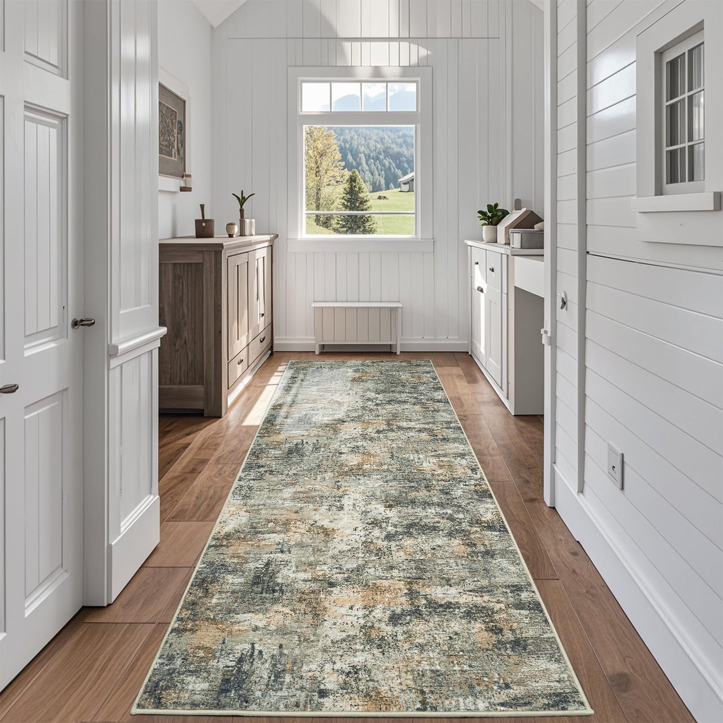 9x12 Area Rugs for Living Room Washable: Abstract Large Rug for Dining Room Bedroom Carpet Non Slip 9 by 12 Indoor Modern Nursery Home Office Blue Grey