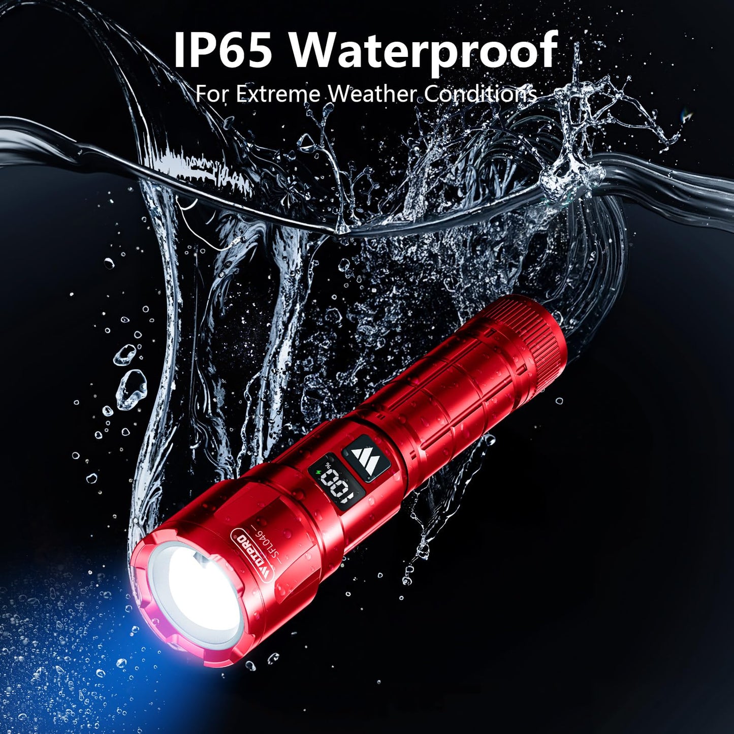Wdtpro LED Rechargeable Flashlight 2Pack, 3Modes Super Bright High Lumens Flashlights, Zoomable Tactical Flashlight with LCD Display, IP65 Waterproof Flashlights for Home Emergency Camping & Gifts Men