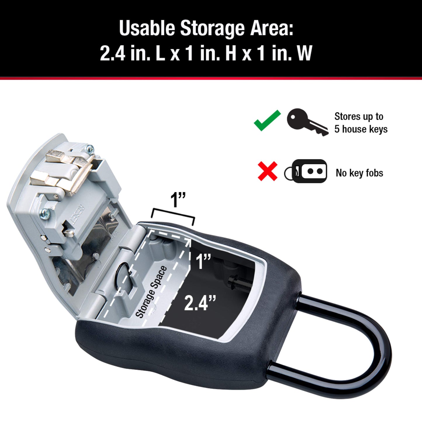 Master Lock Key Lock Box, Outdoor Lock Box for House Keys, Portable Combination Lockbox Resettable Code, 5400EC, Black