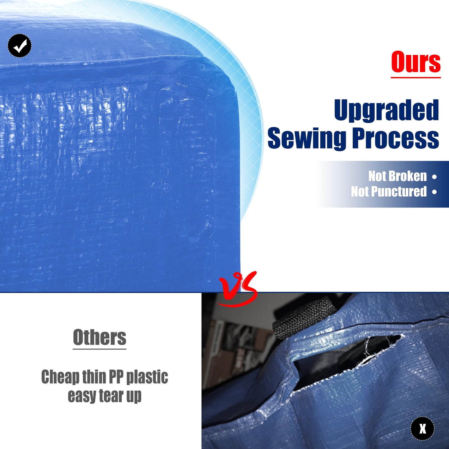 Cosy Family 8 Pack Heavy Duty Extra Large Moving Bags with Backpack Straps - Strong Handles & Zippers, Storage Totes For Space Saving, Fold Flat, Alternative to Moving Box (Set of 8, Blue)