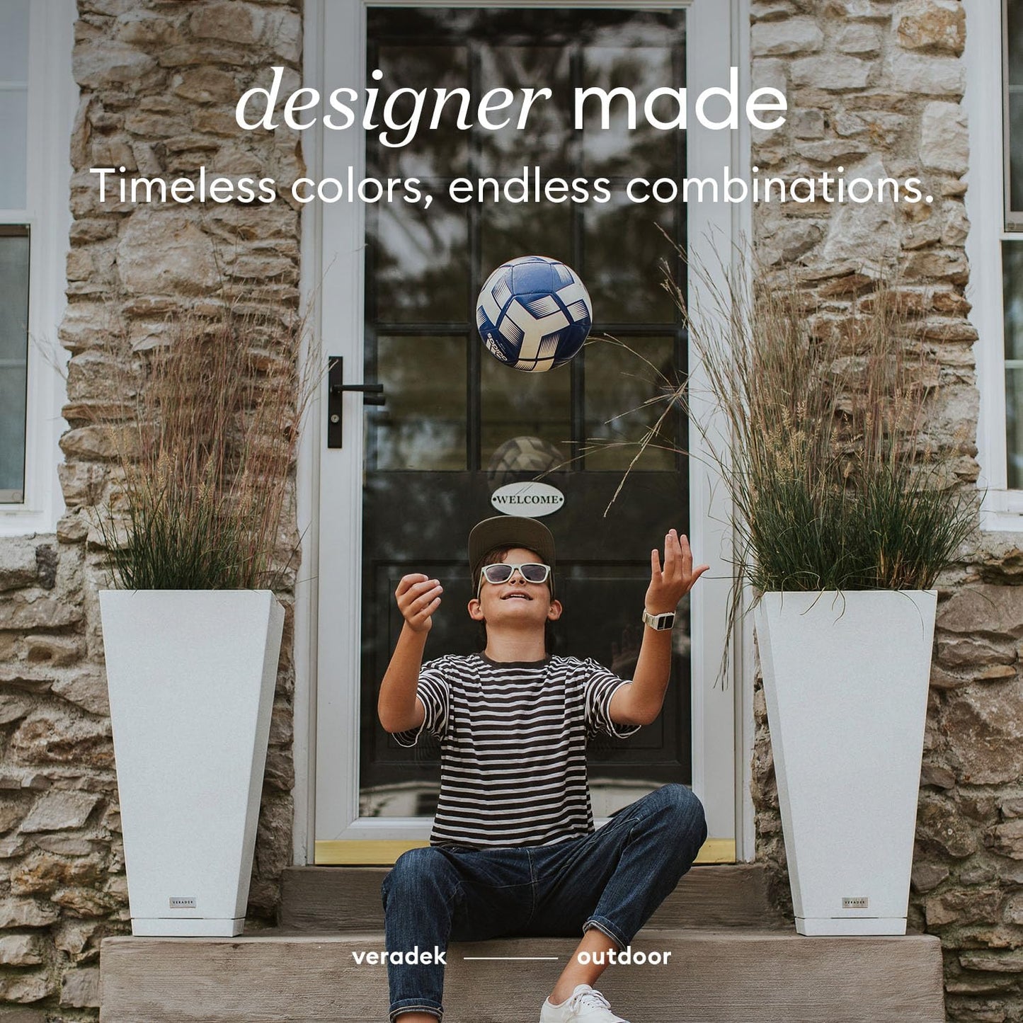 Veradek V-Resin Indoor/Outdoor Taper Planter, Set of 2 (30 inch, Black)