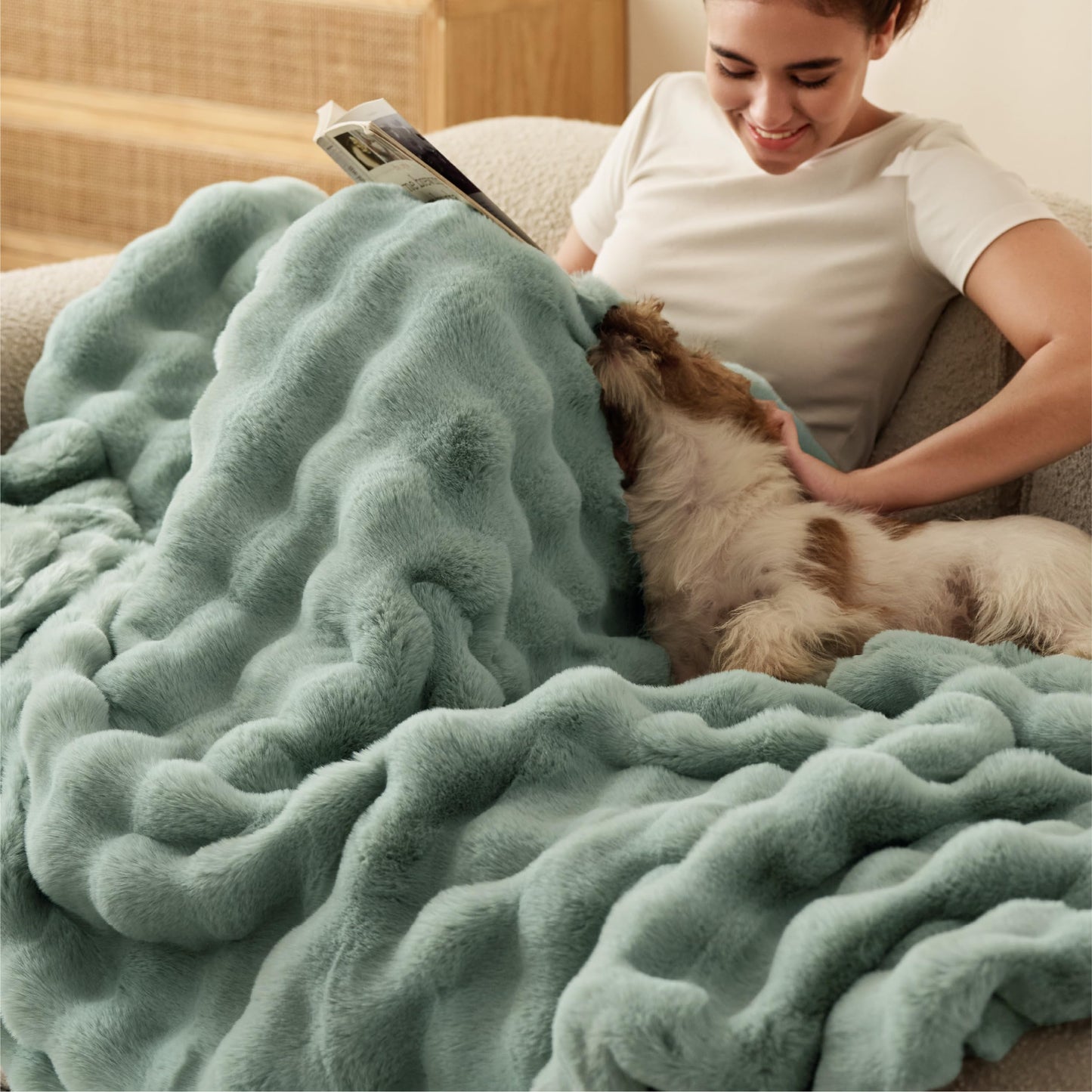 Bedsure GentleSoft Fluffy Fuzzy Tie-dye Taupe Throw Blanket for Bed, Soft Cozy Fleece Faux Fur Blanket for Couch, Taupe Room Decor Minky Velvet Sofa Cover, Women Gifts Thick Warm Plush Winter Bedding