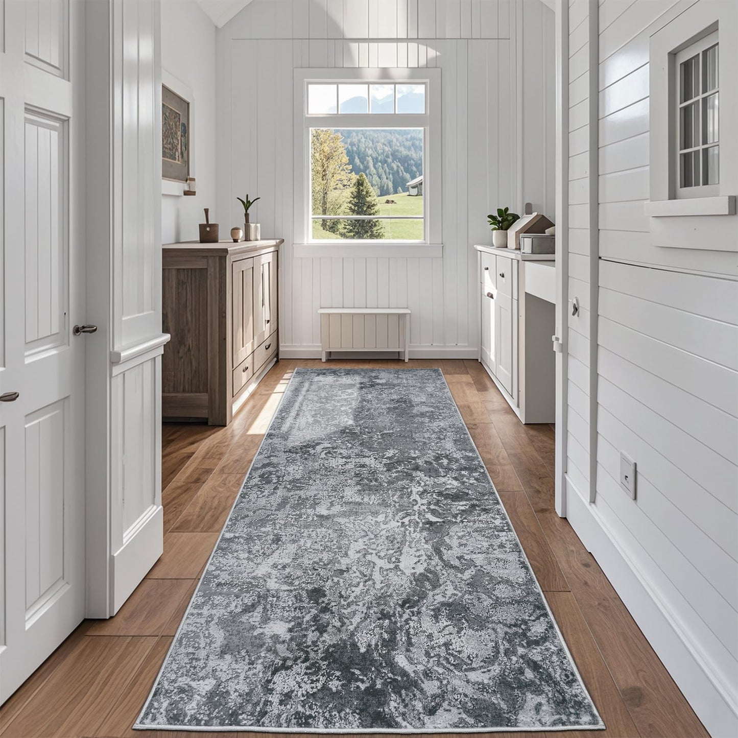 9x12 Area Rugs for Living Room Washable: Abstract Large Rug for Dining Room Bedroom Carpet Non Slip 9 by 12 Indoor Modern Nursery Home Office Blue Grey