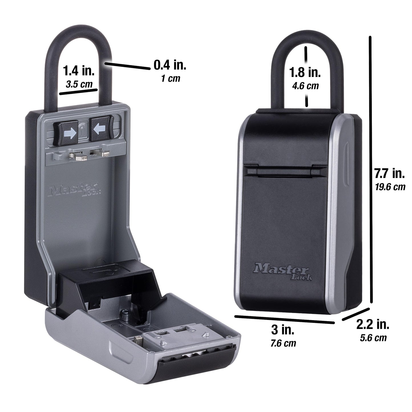 Master Lock Key Lock Box, Outdoor Lock Box for House Keys, Portable Combination Lockbox Resettable Code, 5400EC, Black
