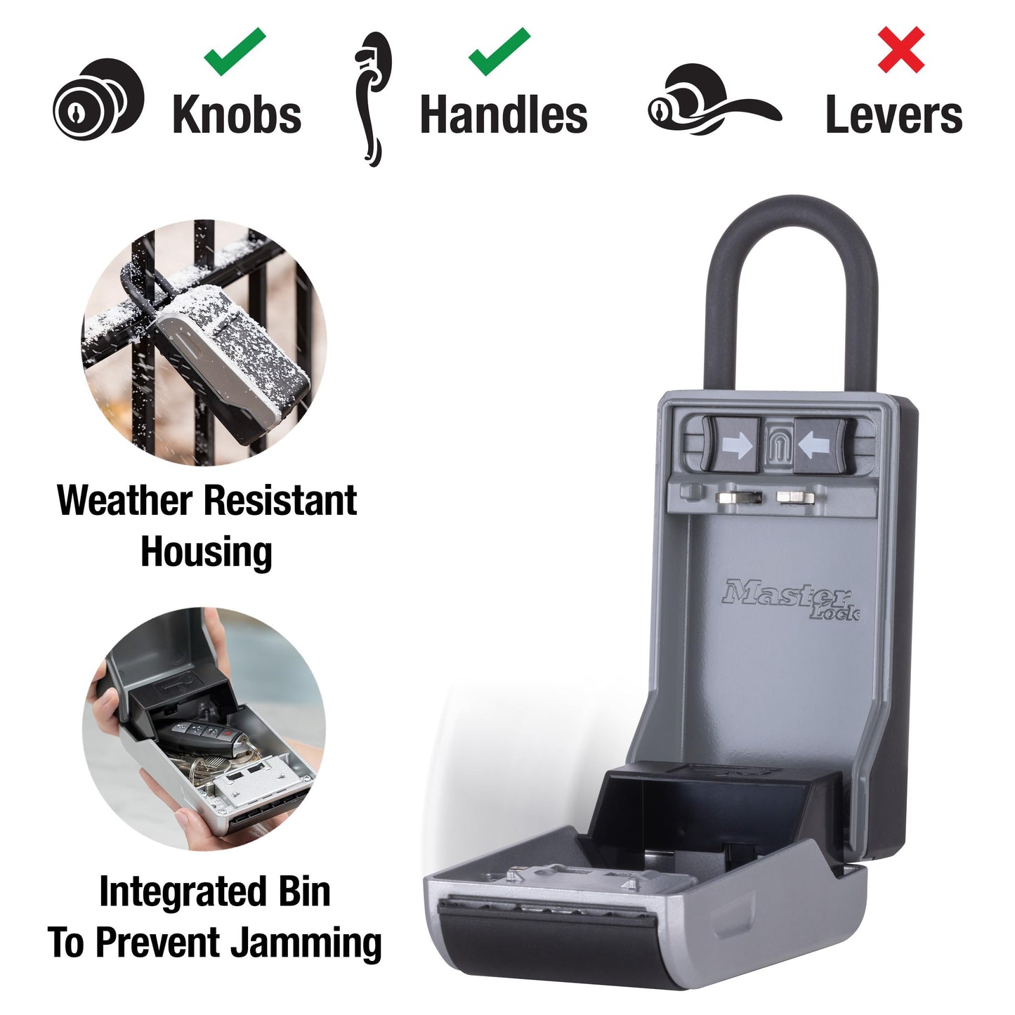 Master Lock Key Lock Box, Outdoor Lock Box for House Keys, Portable Combination Lockbox Resettable Code, 5400EC, Black