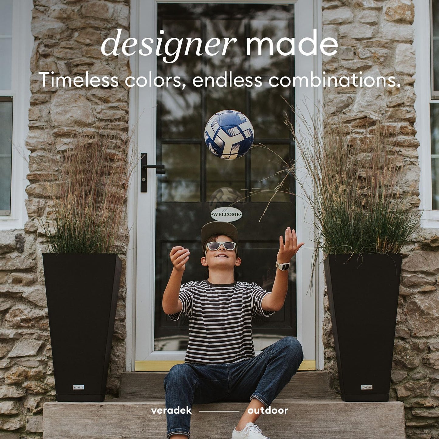 Veradek V-Resin Indoor/Outdoor Taper Planter, Set of 2 (30 inch, Black)