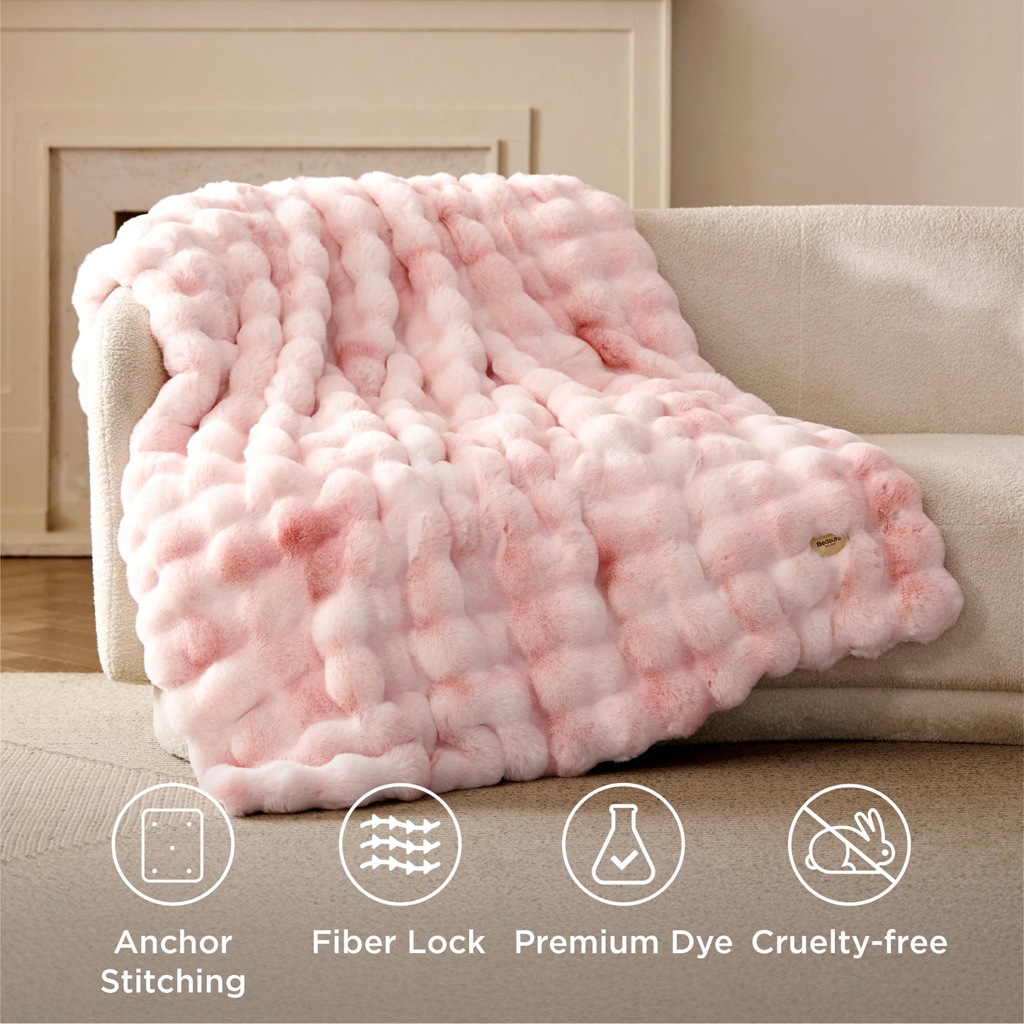 Bedsure GentleSoft Fluffy Fuzzy Tie-dye Taupe Throw Blanket for Bed, Soft Cozy Fleece Faux Fur Blanket for Couch, Taupe Room Decor Minky Velvet Sofa Cover, Women Gifts Thick Warm Plush Winter Bedding