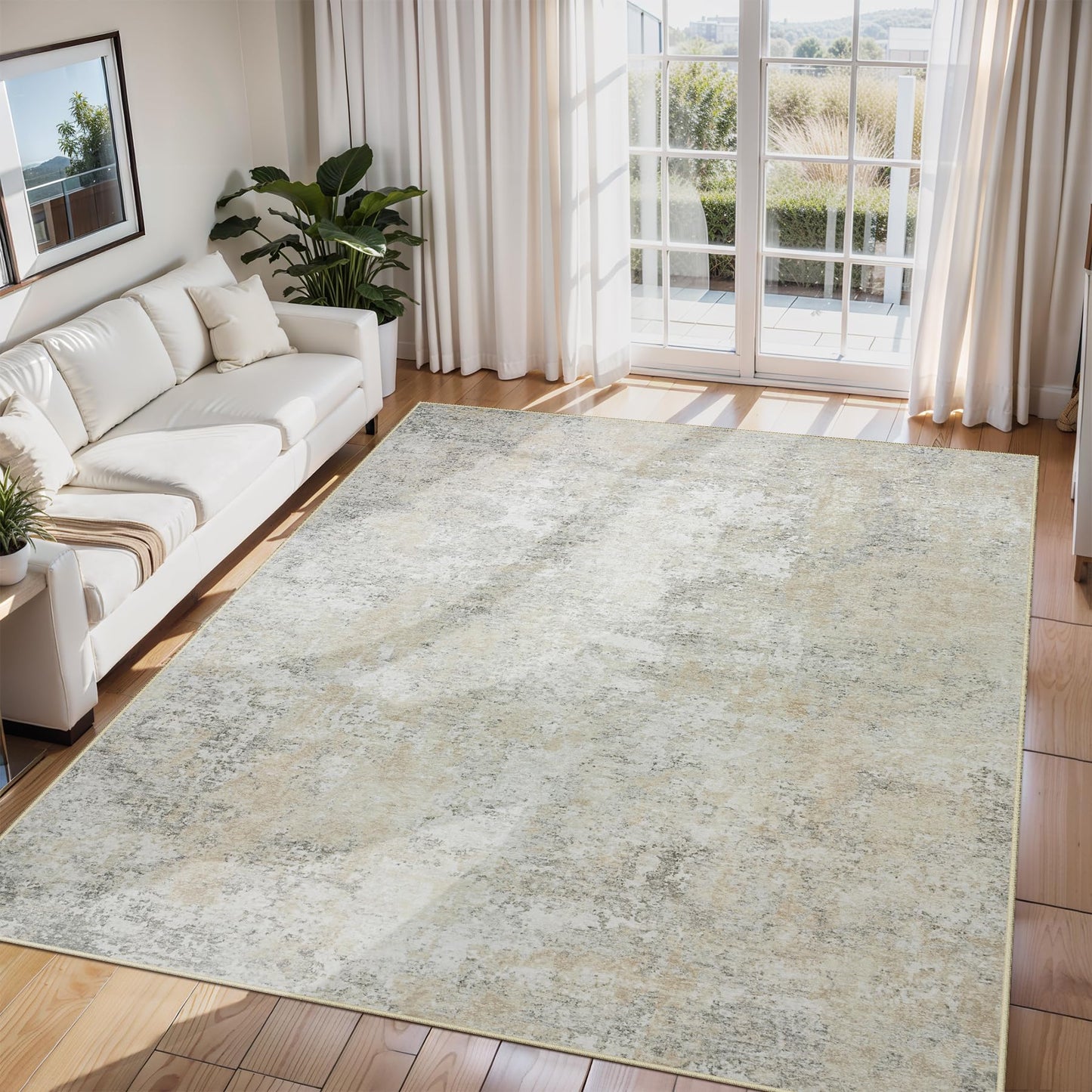 9x12 Area Rugs for Living Room Washable: Abstract Large Rug for Dining Room Bedroom Carpet Non Slip 9 by 12 Indoor Modern Nursery Home Office Blue Grey