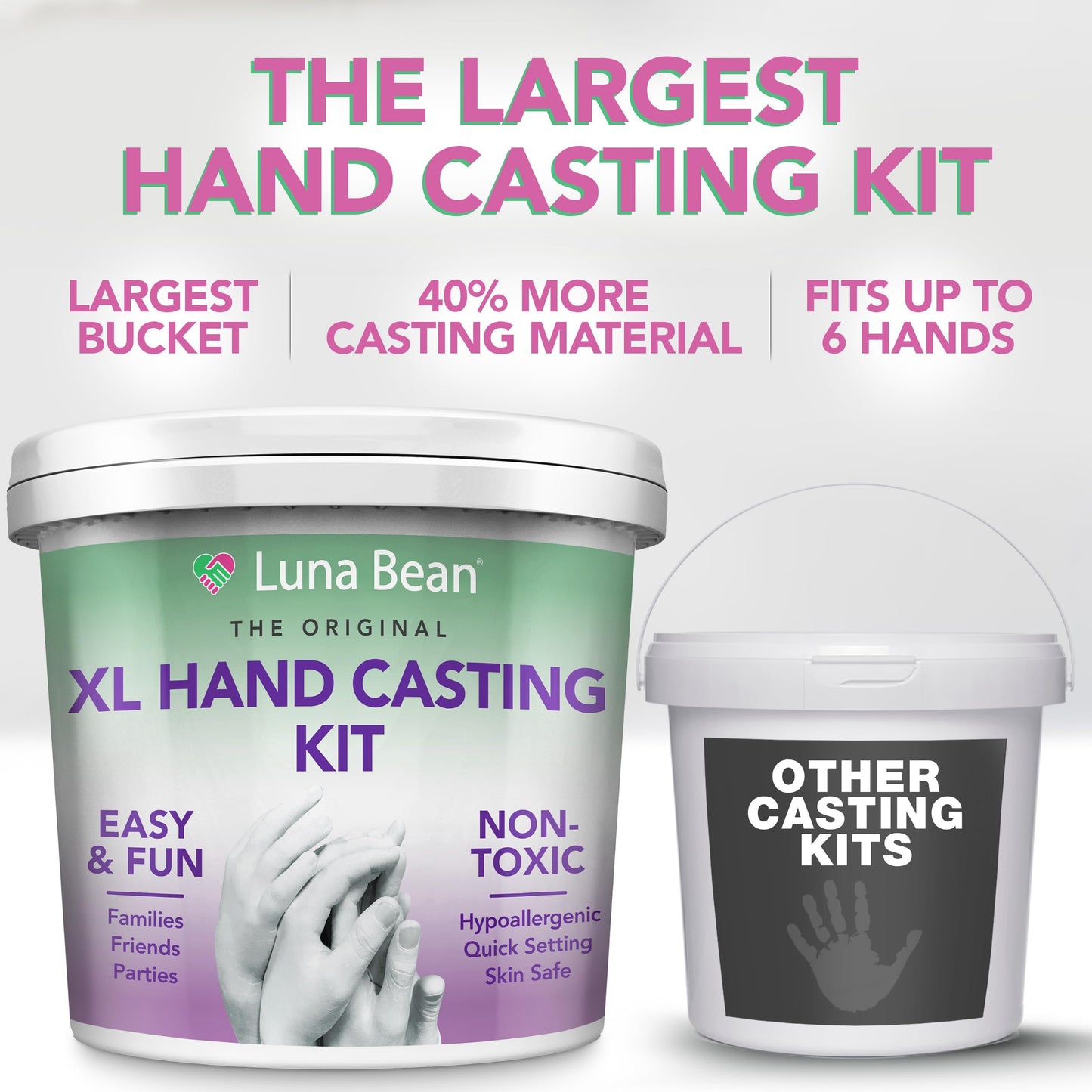 Luna Bean Hand Casting Kit – The Original Hand Mold Kit – Mothers Day Gifts for Mom - Anniversary Engagement Gifts for Women Men Couples Wife Boyfriend Girlfriend Wedding Bridal Shower