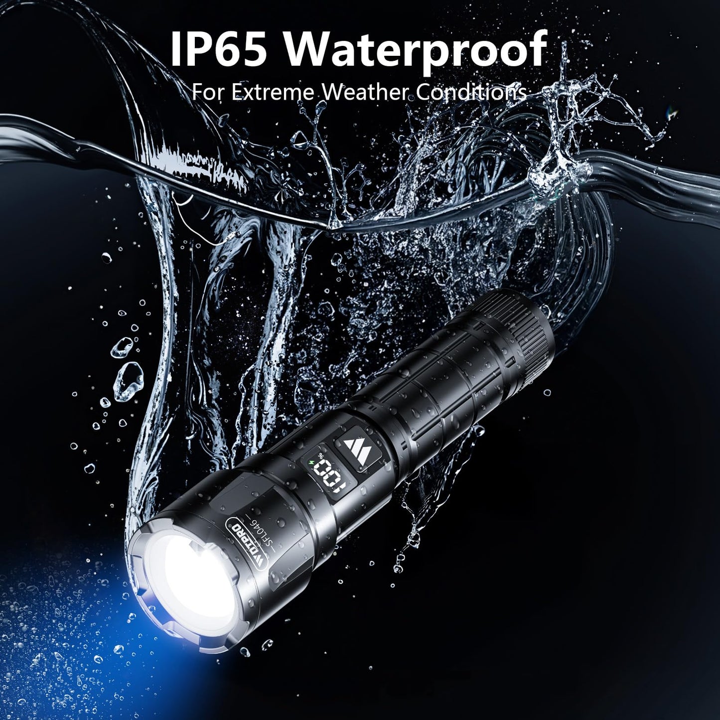 Wdtpro LED Rechargeable Flashlight 2Pack, 3Modes Super Bright High Lumens Flashlights, Zoomable Tactical Flashlight with LCD Display, IP65 Waterproof Flashlights for Home Emergency Camping & Gifts Men