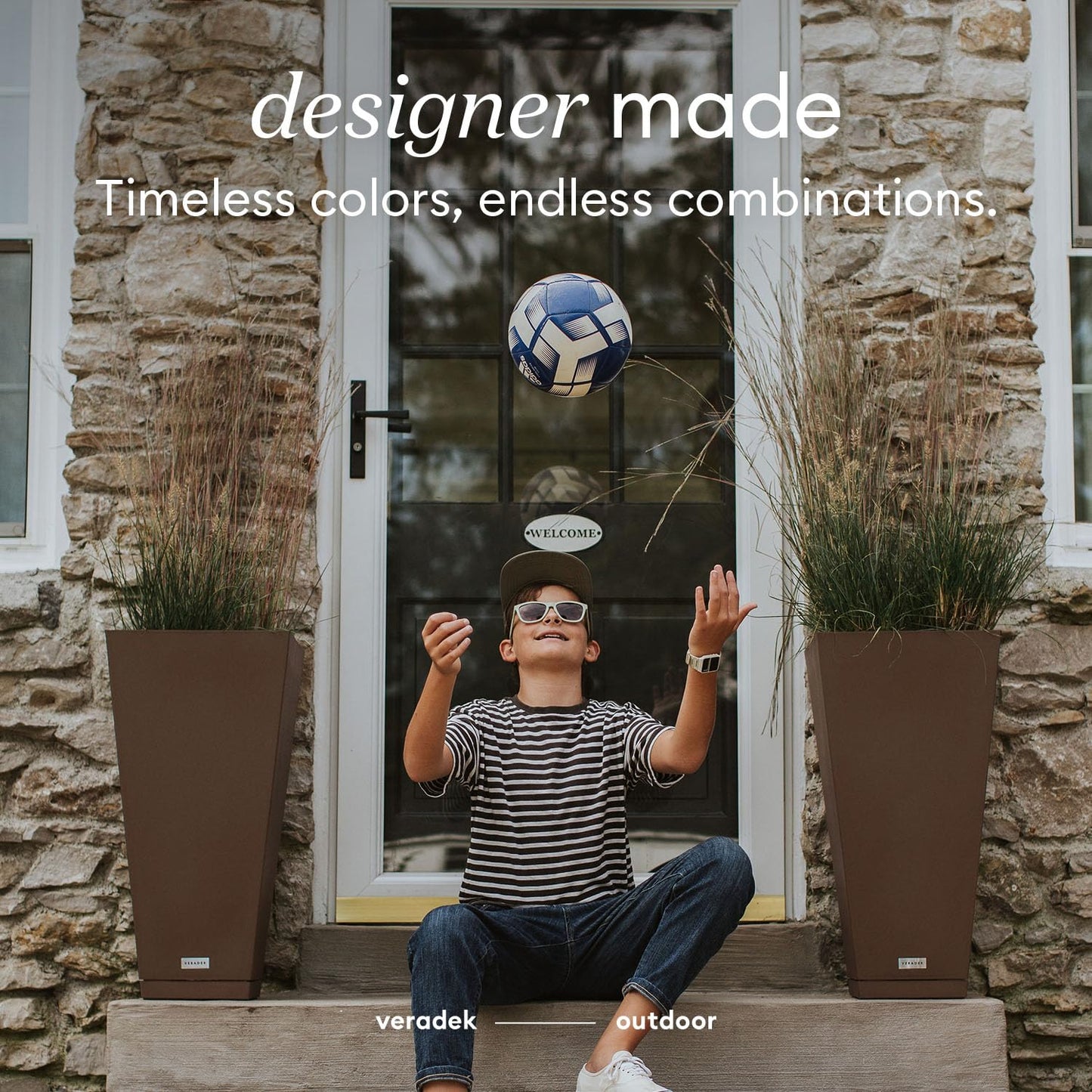 Veradek V-Resin Indoor/Outdoor Taper Planter, Set of 2 (30 inch, Black)