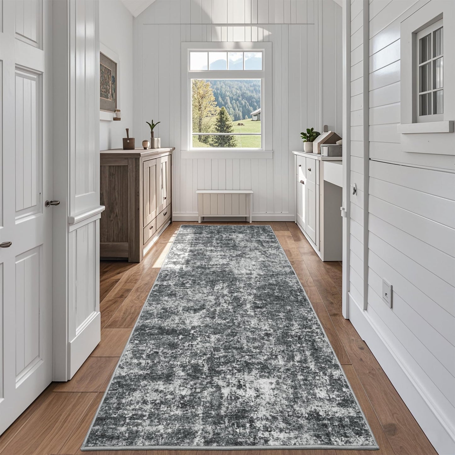 9x12 Area Rugs for Living Room Washable: Abstract Large Rug for Dining Room Bedroom Carpet Non Slip 9 by 12 Indoor Modern Nursery Home Office Blue Grey