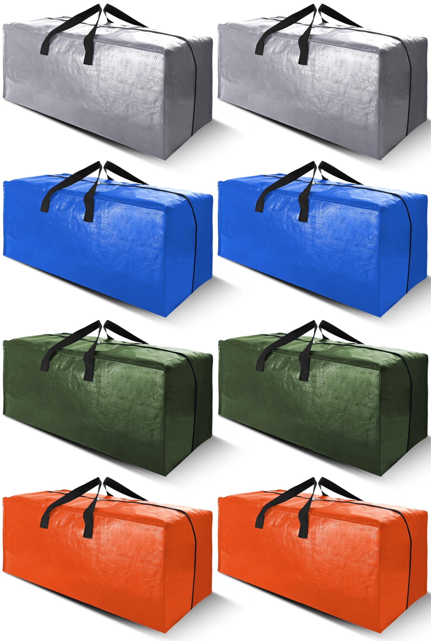 Cosy Family 8 Pack Heavy Duty Extra Large Moving Bags with Backpack Straps - Strong Handles & Zippers, Storage Totes For Space Saving, Fold Flat, Alternative to Moving Box (Set of 8, Blue)