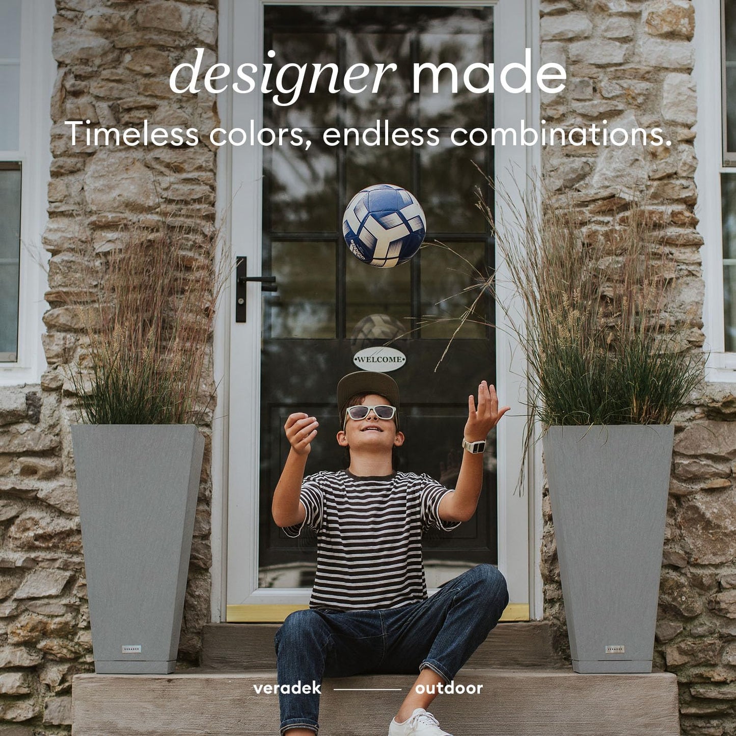 Veradek V-Resin Indoor/Outdoor Taper Planter, Set of 2 (30 inch, Black)