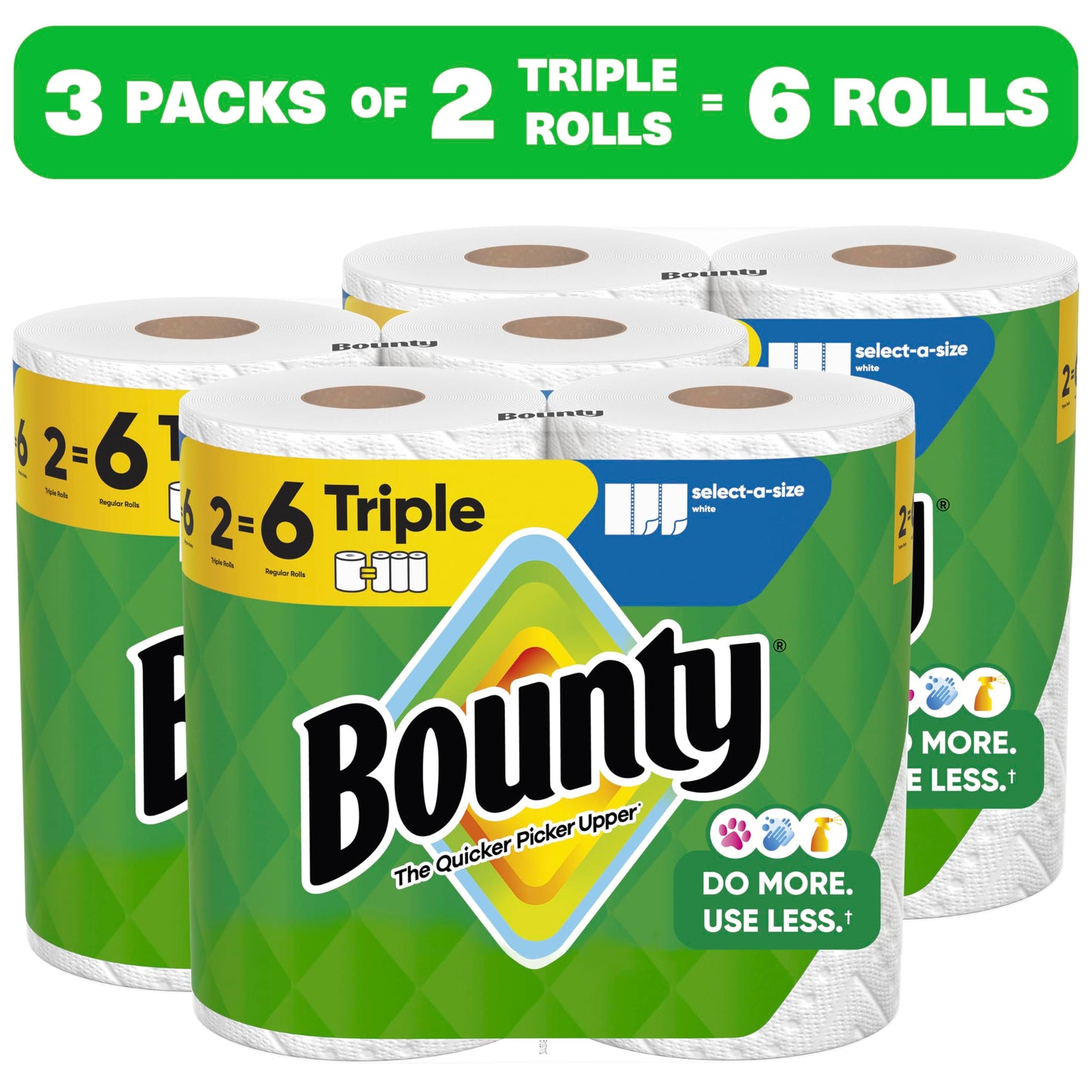 Bounty Select-A-Size Paper Towels, White, 8 Triple Rolls = 24 Regular Roll