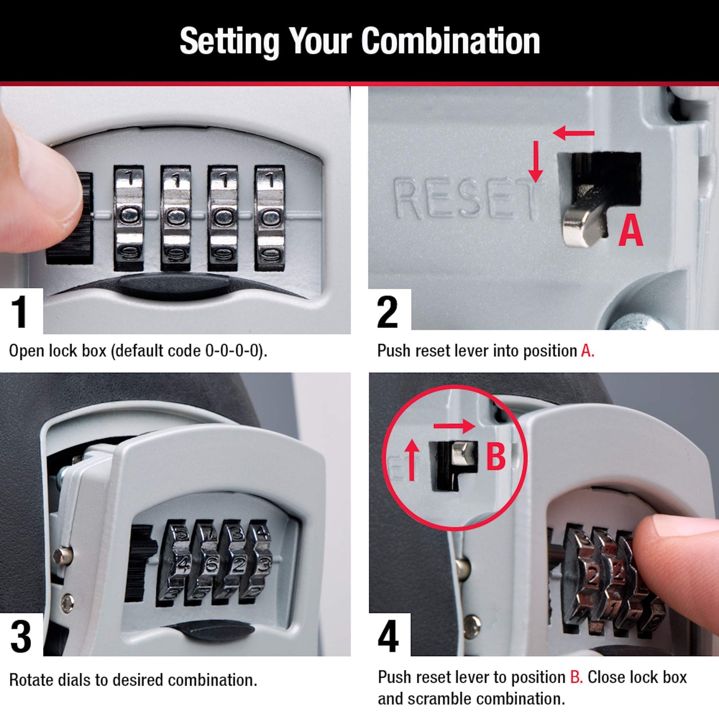 Master Lock Key Lock Box, Outdoor Lock Box for House Keys, Portable Combination Lockbox Resettable Code, 5400EC, Black