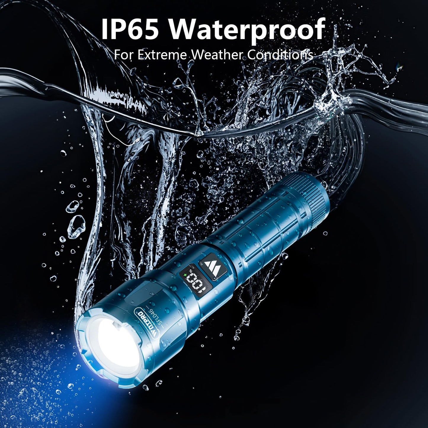 Wdtpro LED Rechargeable Flashlight 2Pack, 3Modes Super Bright High Lumens Flashlights, Zoomable Tactical Flashlight with LCD Display, IP65 Waterproof Flashlights for Home Emergency Camping & Gifts Men