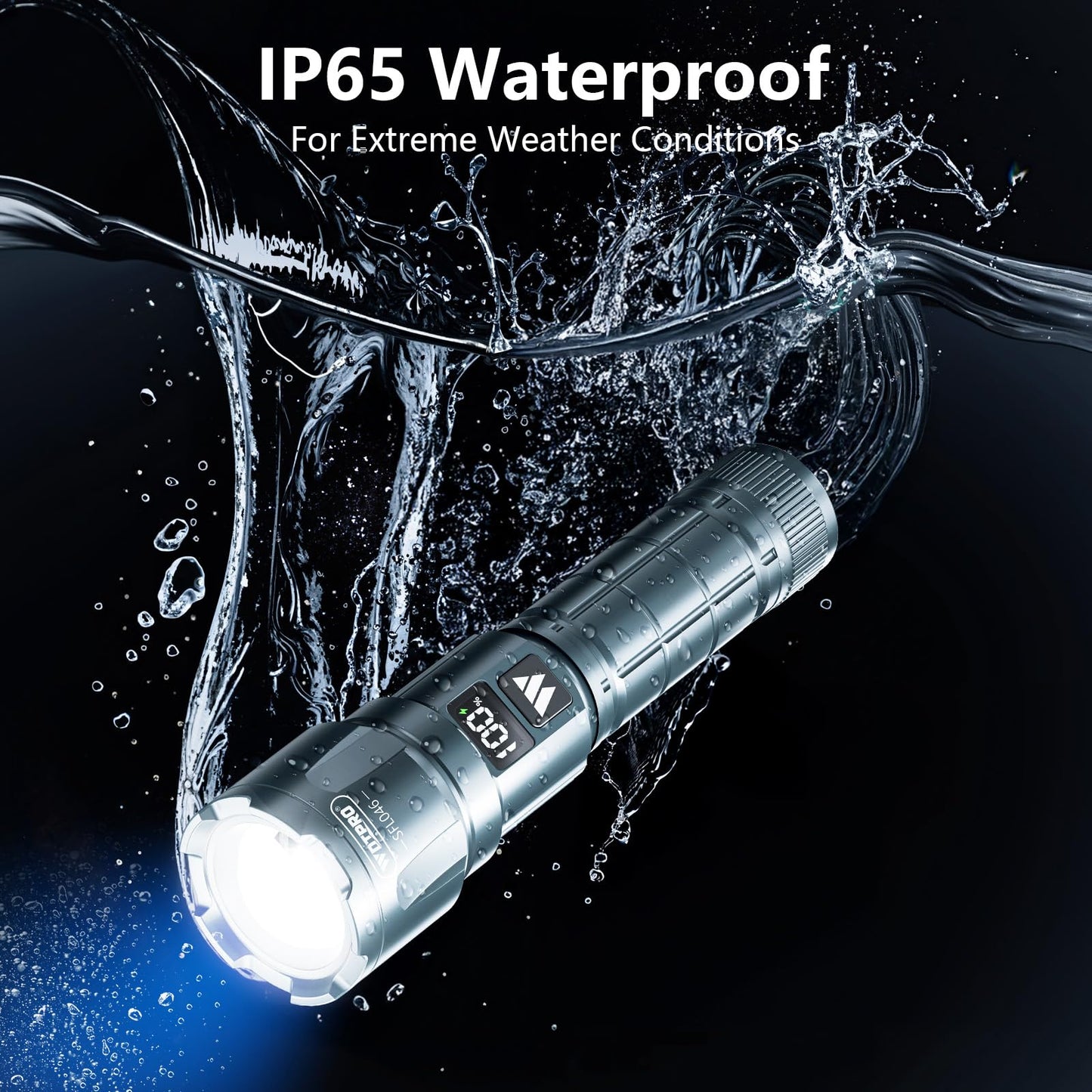 Wdtpro LED Rechargeable Flashlight 2Pack, 3Modes Super Bright High Lumens Flashlights, Zoomable Tactical Flashlight with LCD Display, IP65 Waterproof Flashlights for Home Emergency Camping & Gifts Men