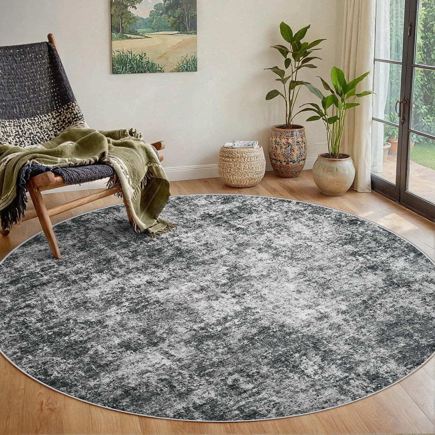 9x12 Area Rugs for Living Room Washable: Abstract Large Rug for Dining Room Bedroom Carpet Non Slip 9 by 12 Indoor Modern Nursery Home Office Blue Grey