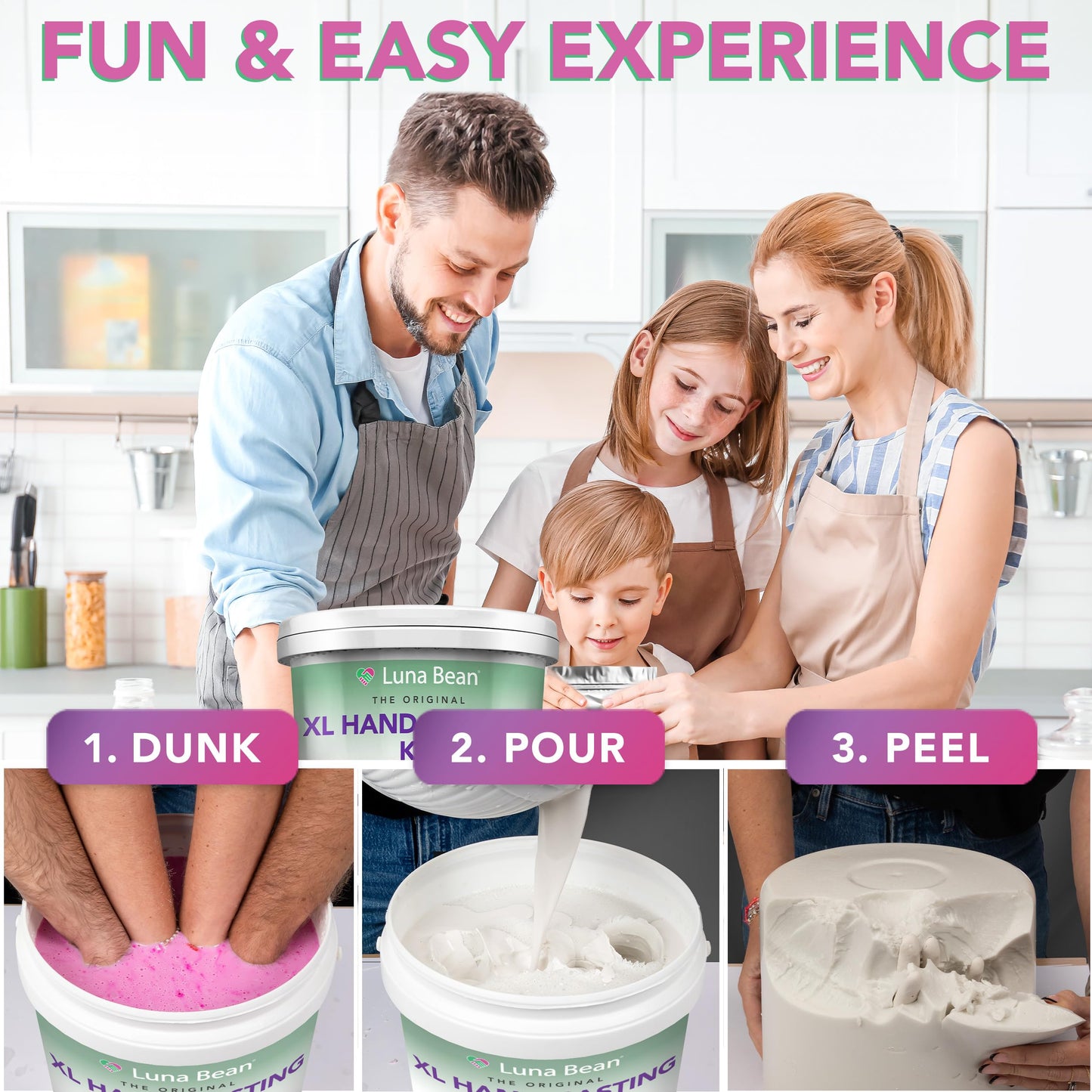 Luna Bean Hand Casting Kit – The Original Hand Mold Kit – Mothers Day Gifts for Mom - Anniversary Engagement Gifts for Women Men Couples Wife Boyfriend Girlfriend Wedding Bridal Shower