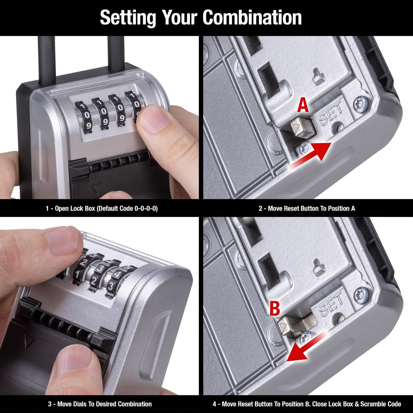 Master Lock Key Lock Box, Outdoor Lock Box for House Keys, Portable Combination Lockbox Resettable Code, 5400EC, Black