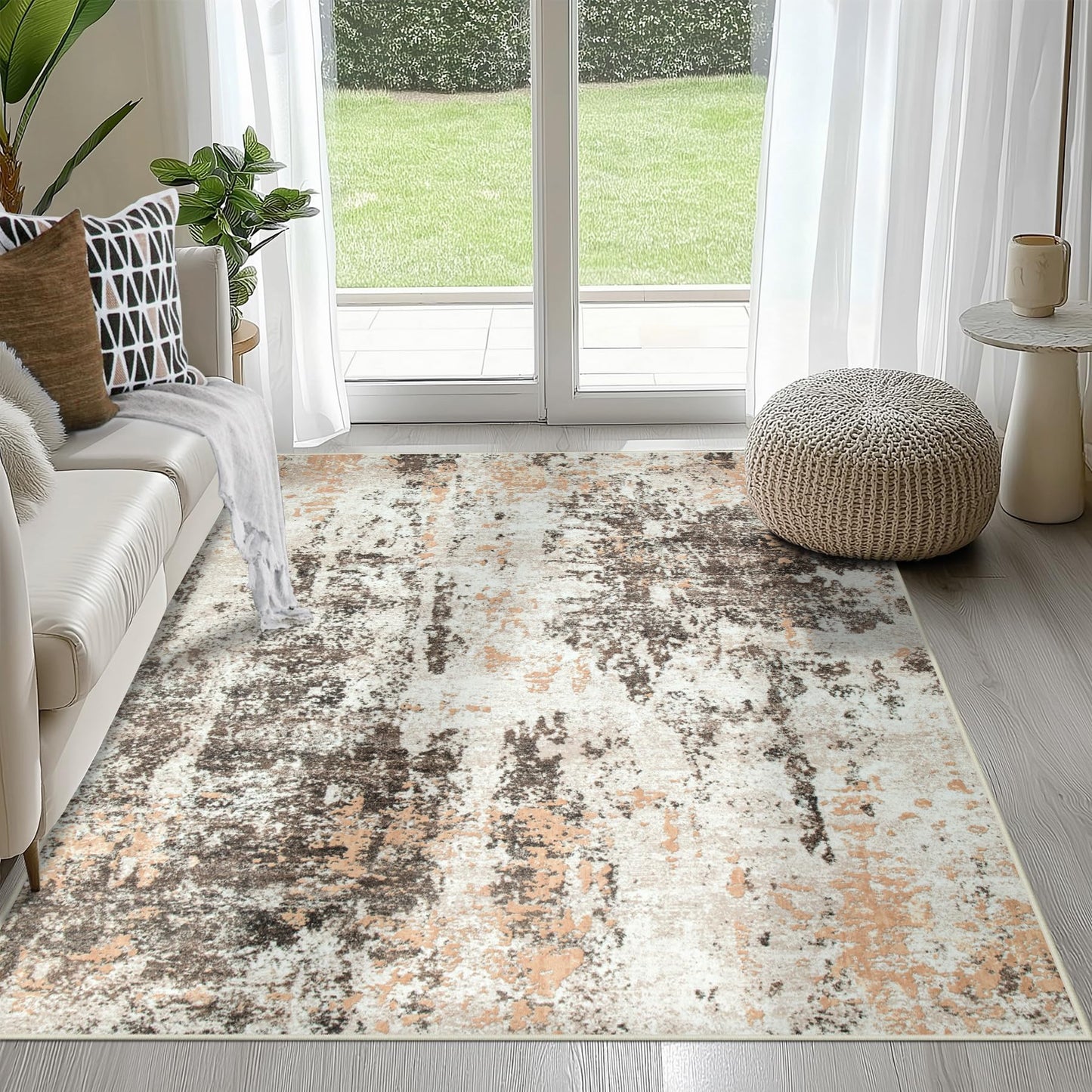9x12 Area Rugs for Living Room Washable: Abstract Large Rug for Dining Room Bedroom Carpet Non Slip 9 by 12 Indoor Modern Nursery Home Office Blue Grey