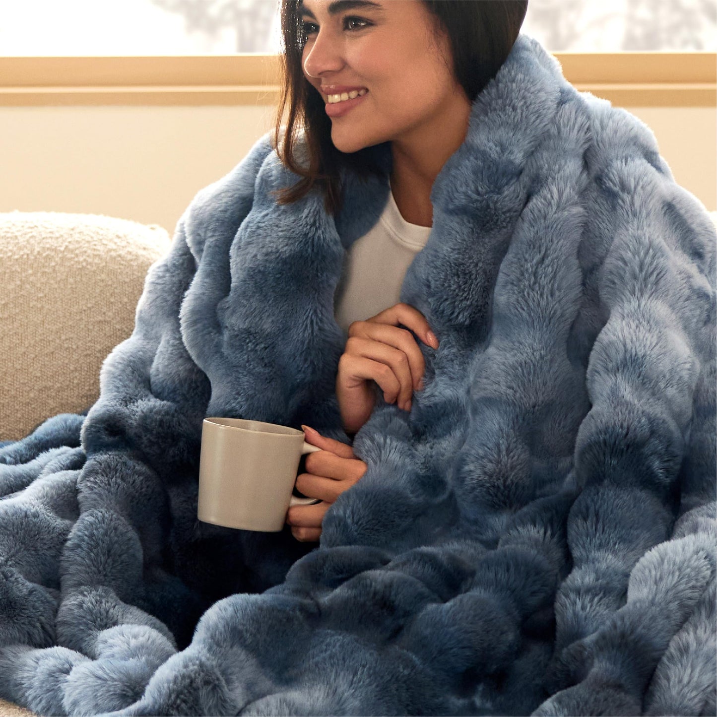 Bedsure GentleSoft Fluffy Fuzzy Tie-dye Taupe Throw Blanket for Bed, Soft Cozy Fleece Faux Fur Blanket for Couch, Taupe Room Decor Minky Velvet Sofa Cover, Women Gifts Thick Warm Plush Winter Bedding