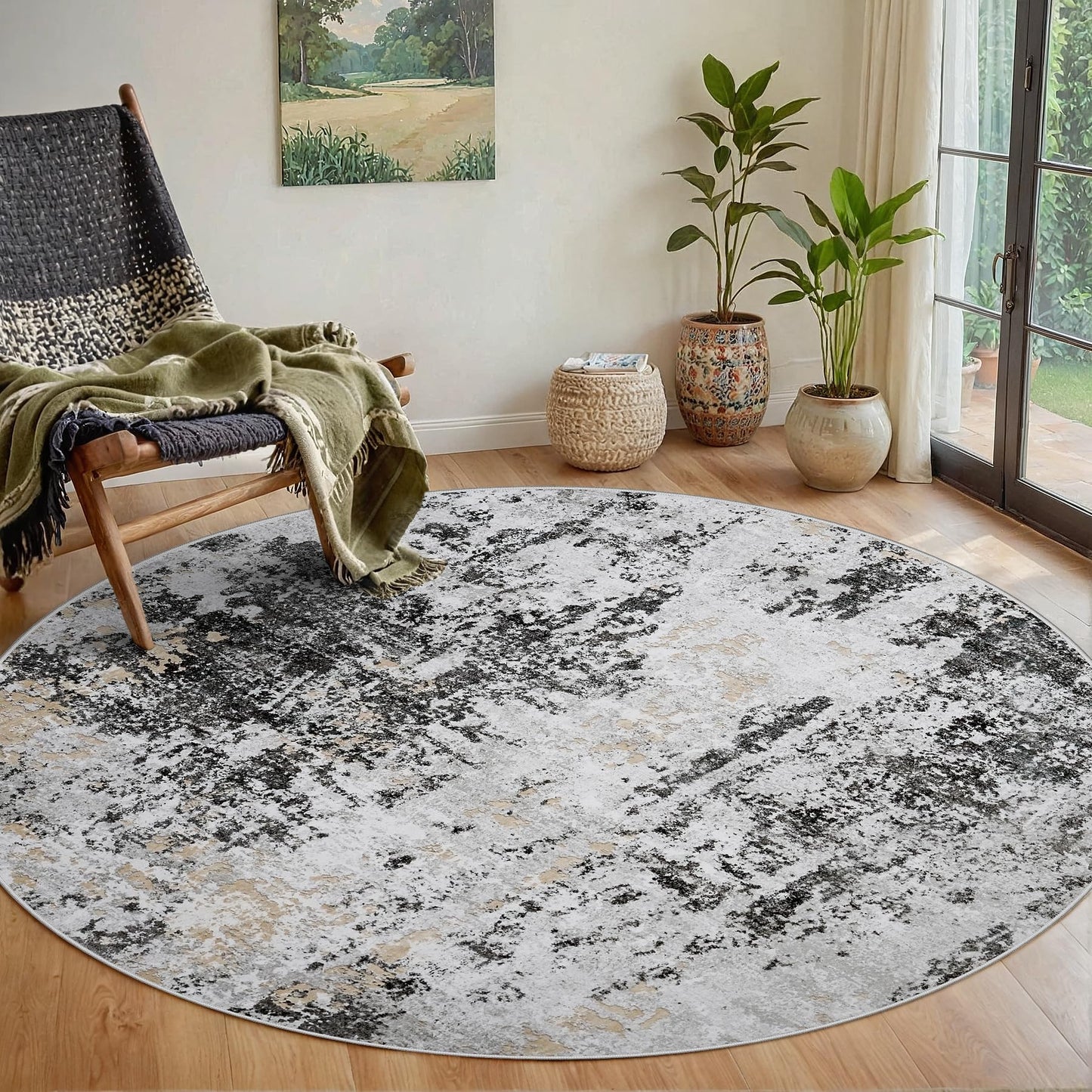 9x12 Area Rugs for Living Room Washable: Abstract Large Rug for Dining Room Bedroom Carpet Non Slip 9 by 12 Indoor Modern Nursery Home Office Blue Grey