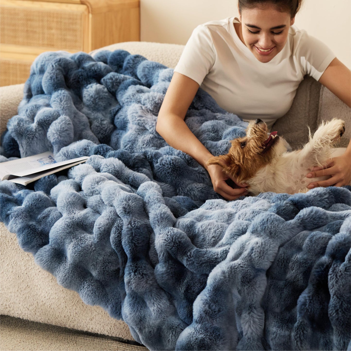 Bedsure GentleSoft Fluffy Fuzzy Tie-dye Taupe Throw Blanket for Bed, Soft Cozy Fleece Faux Fur Blanket for Couch, Taupe Room Decor Minky Velvet Sofa Cover, Women Gifts Thick Warm Plush Winter Bedding