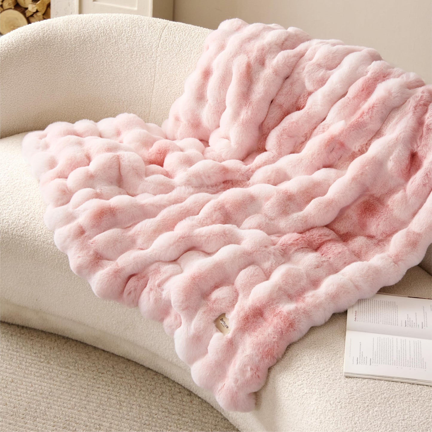Bedsure GentleSoft Fluffy Fuzzy Tie-dye Taupe Throw Blanket for Bed, Soft Cozy Fleece Faux Fur Blanket for Couch, Taupe Room Decor Minky Velvet Sofa Cover, Women Gifts Thick Warm Plush Winter Bedding
