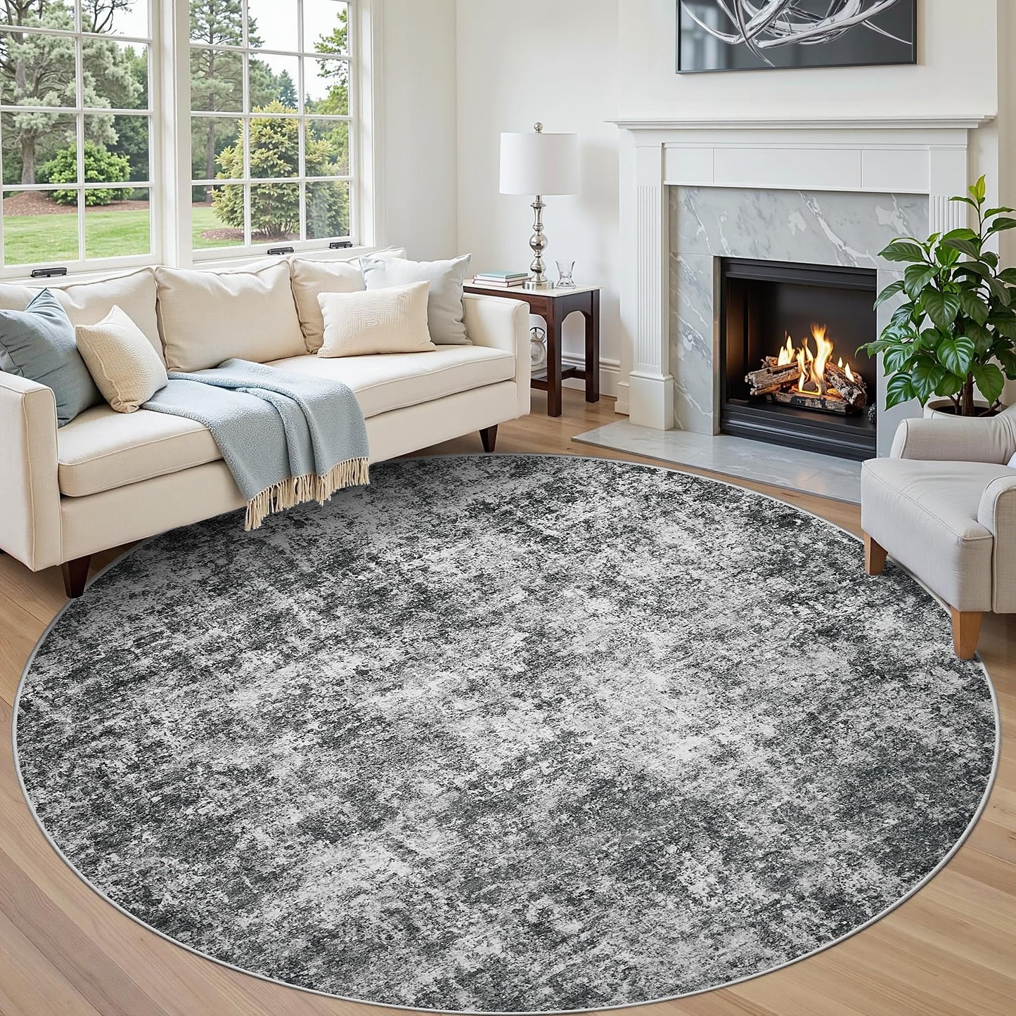 9x12 Area Rugs for Living Room Washable: Abstract Large Rug for Dining Room Bedroom Carpet Non Slip 9 by 12 Indoor Modern Nursery Home Office Blue Grey