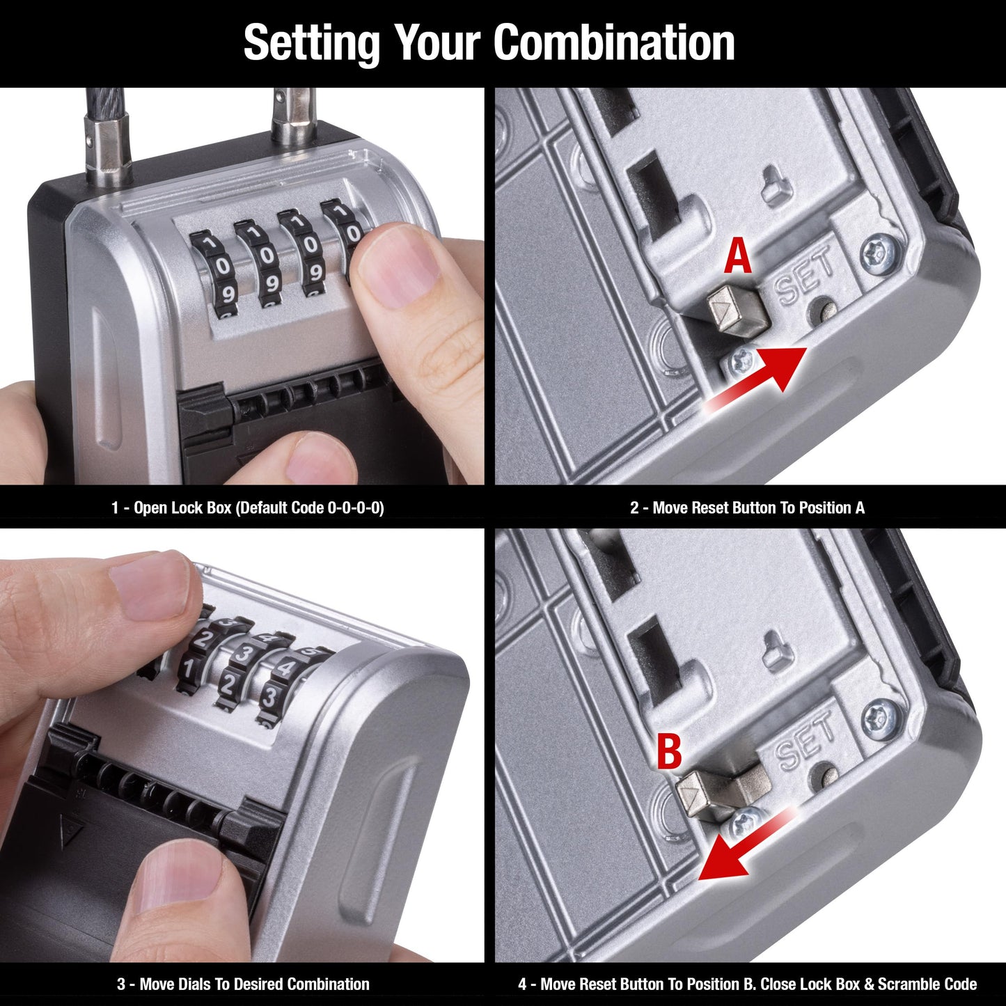Master Lock Key Lock Box, Outdoor Lock Box for House Keys, Portable Combination Lockbox Resettable Code, 5400EC, Black