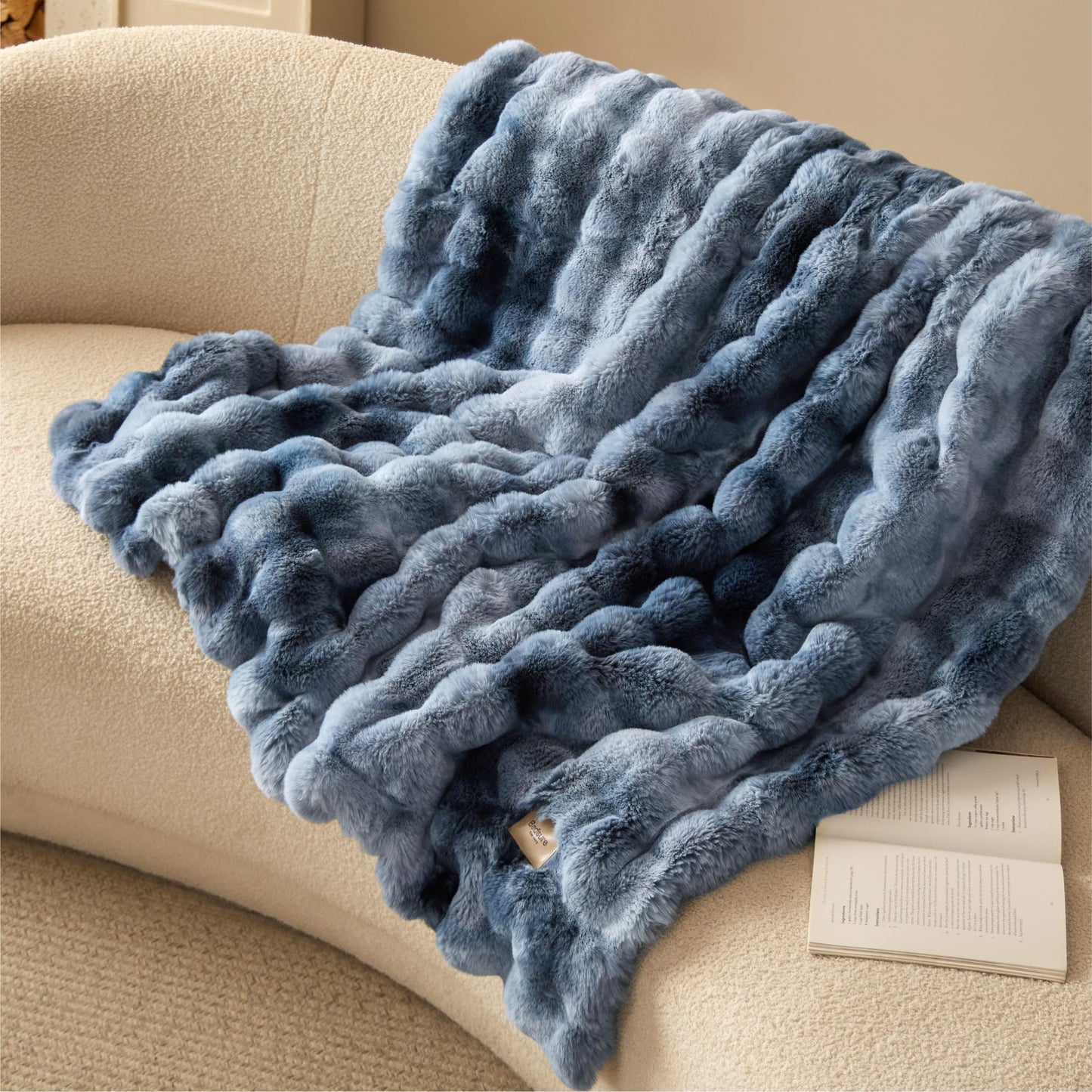 Bedsure GentleSoft Fluffy Fuzzy Tie-dye Taupe Throw Blanket for Bed, Soft Cozy Fleece Faux Fur Blanket for Couch, Taupe Room Decor Minky Velvet Sofa Cover, Women Gifts Thick Warm Plush Winter Bedding