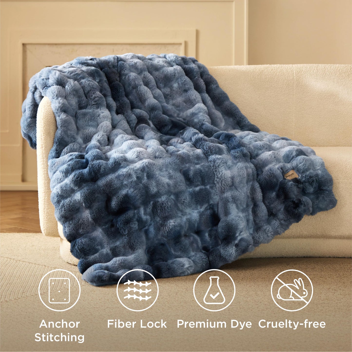 Bedsure GentleSoft Fluffy Fuzzy Tie-dye Taupe Throw Blanket for Bed, Soft Cozy Fleece Faux Fur Blanket for Couch, Taupe Room Decor Minky Velvet Sofa Cover, Women Gifts Thick Warm Plush Winter Bedding