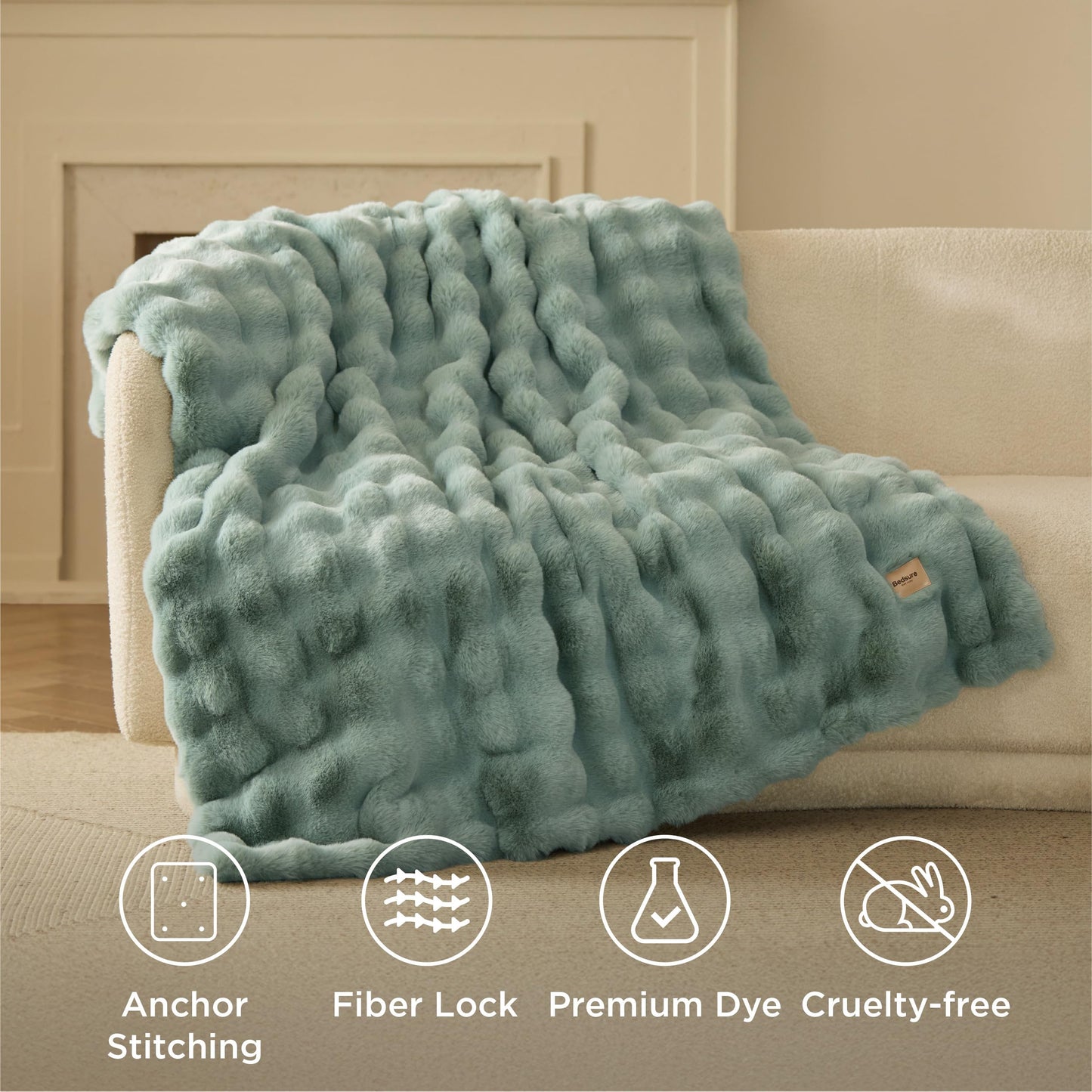 Bedsure GentleSoft Fluffy Fuzzy Tie-dye Taupe Throw Blanket for Bed, Soft Cozy Fleece Faux Fur Blanket for Couch, Taupe Room Decor Minky Velvet Sofa Cover, Women Gifts Thick Warm Plush Winter Bedding