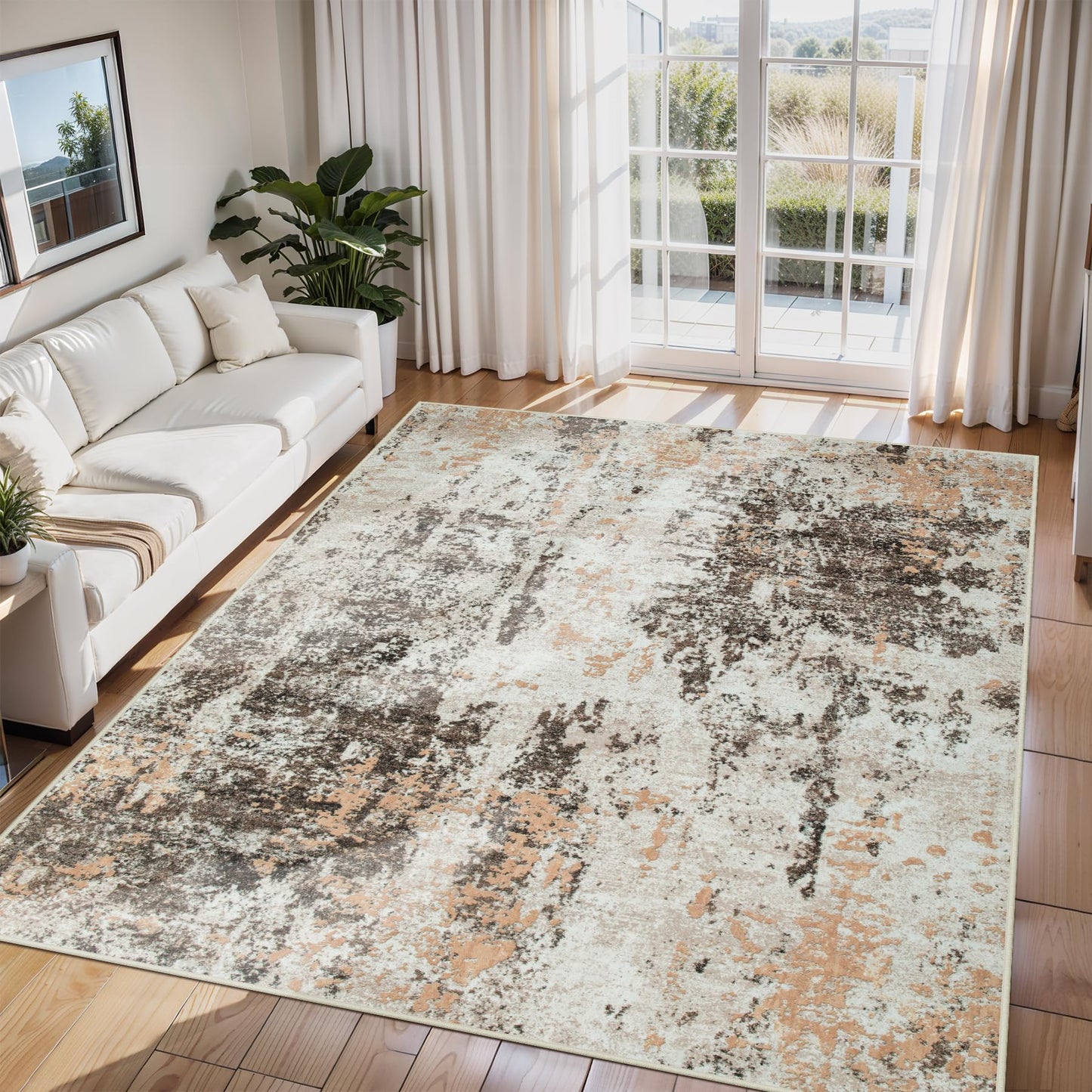 9x12 Area Rugs for Living Room Washable: Abstract Large Rug for Dining Room Bedroom Carpet Non Slip 9 by 12 Indoor Modern Nursery Home Office Blue Grey